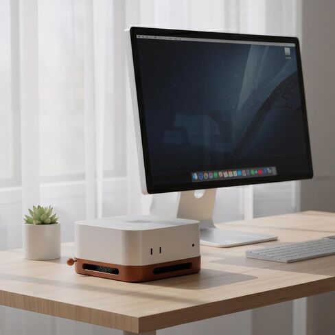 Mac mini M4 Stand (2024) with Effortless Power Button Lever – Solid Walnut Base for M4 Pro, Cooling & Dustproof Design in Kuwait