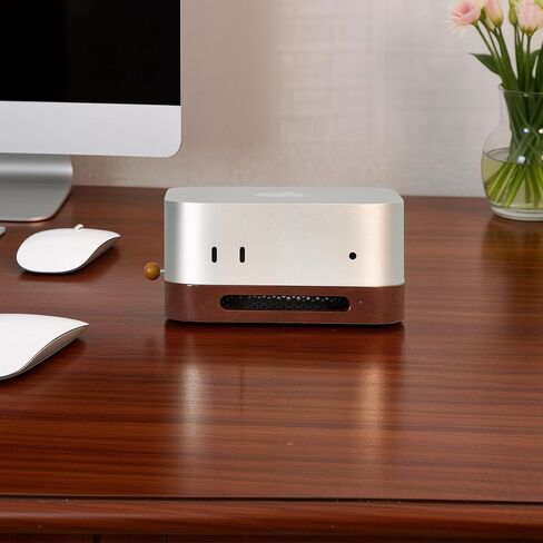 Mac mini M4 Stand (2024) with Effortless Power Button Lever – Solid Walnut Base for M4 Pro, Cooling & Dustproof Design in Kuwait