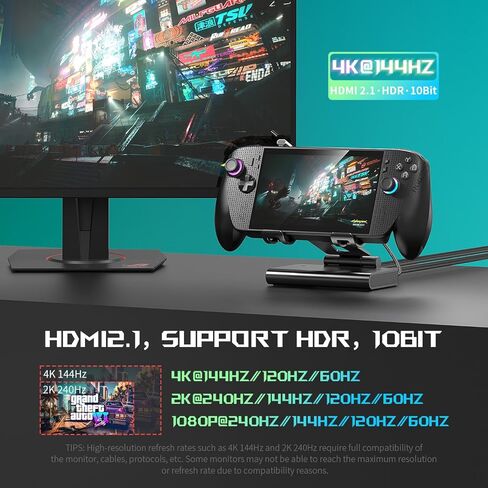 Detachable Magnetic Dual Cooling Fan Dock & Stand for ROG Xbox Ally X/Ally X/Ally/Switch2/Steam Deck/Legion Go/Go S/MSI Claw, USB A Gaming Hub, HDMI 4K, PD100 Charging in Saudi Arabia