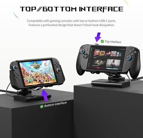 Detachable Magnetic Dual Cooling Fan Dock & Stand for ROG Xbox Ally X/Ally X/Ally/Switch2/Steam Deck/Legion Go/Go S/MSI Claw, USB A Gaming Hub, HDMI 4K, PD100 Charging in Saudi Arabia