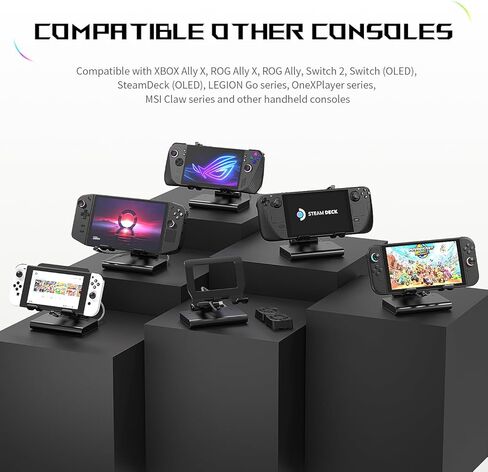 Detachable Magnetic Dual Cooling Fan Dock & Stand for ROG Xbox Ally X/Ally X/Ally/Switch2/Steam Deck/Legion Go/Go S/MSI Claw, USB A Gaming Hub, HDMI 4K, PD100 Charging in Saudi Arabia