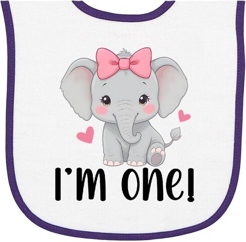 inktastic Babys First Birthday Elephant Baby Terry Cloth Bib in Saudi Arabia