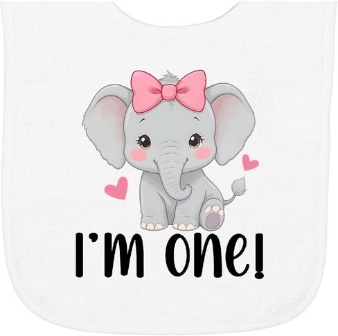 inktastic Babys First Birthday Elephant Baby Terry Cloth Bib in Saudi Arabia
