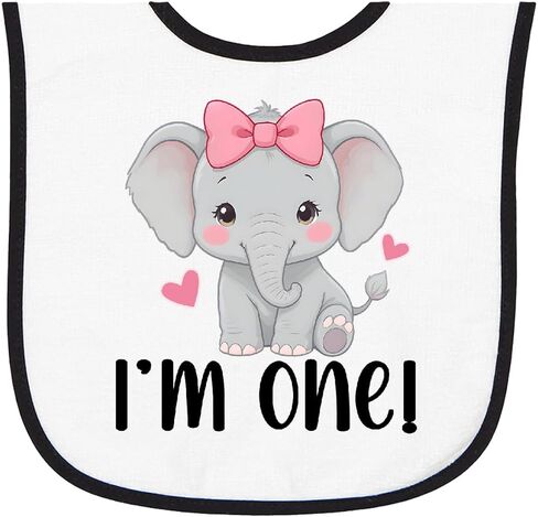 inktastic Babys First Birthday Elephant Baby Terry Cloth Bib in Saudi Arabia