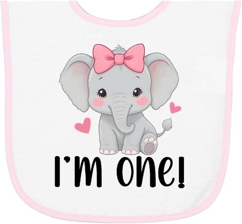 inktastic Babys First Birthday Elephant Baby Terry Cloth Bib in Saudi Arabia