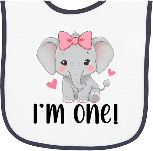 inktastic Babys First Birthday Elephant Baby Terry Cloth Bib in Saudi Arabia