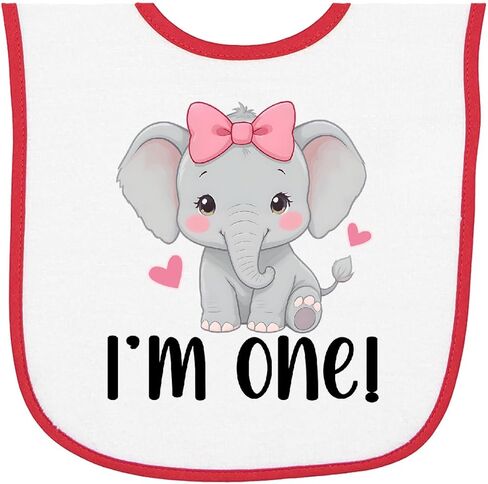 inktastic Babys First Birthday Elephant Baby Terry Cloth Bib in Saudi Arabia