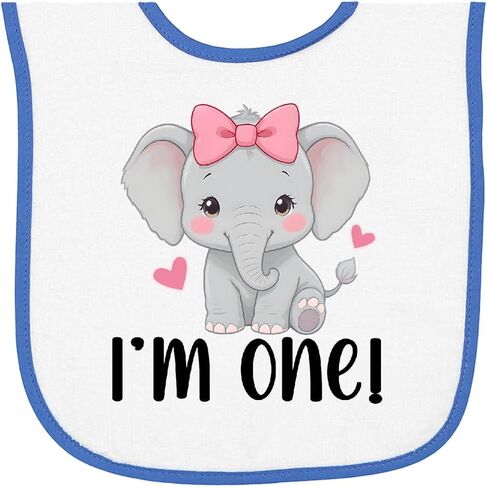inktastic Babys First Birthday Elephant Baby Terry Cloth Bib in Saudi Arabia