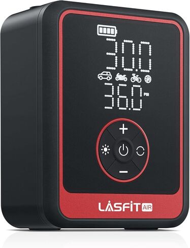 ضاغط هواء محمول من LASFIT TK1 Pro [تضخم أسرع 5 مرات] منفاخ إطارات 150 رطل لكل بوصة مربعة، مضخة هواء تعمل بالبطارية 16000 مللي أمبير في الساعة لإطارات السيارات مع مقياس ضغط رقمي، توقف تلقائي ذكي in Kuwait