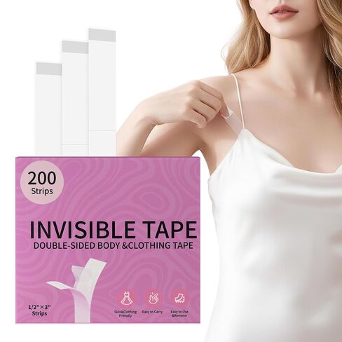 200 Strips Fashion Double Sided Tape for Clothes - Hypoallergenic Dress Tape Fabric to Skin,Skin-Friendly Body Tape & Clothing Tape in Kuwait