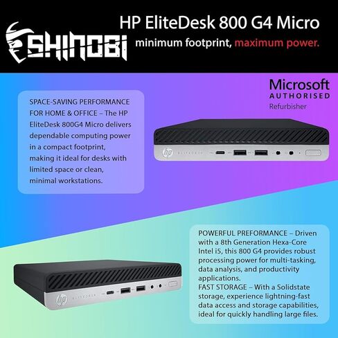 HP EliteDesk 800 G4 Mini PC | Intel Core i5-8500T | 16GB RAM | 512GB NVME | Windows 11 Pro | Built in AX210 WiFi 6E+BT 5.3 | Mini PC | Pc Monitor Mount (Renewed) in Saudi Arabia