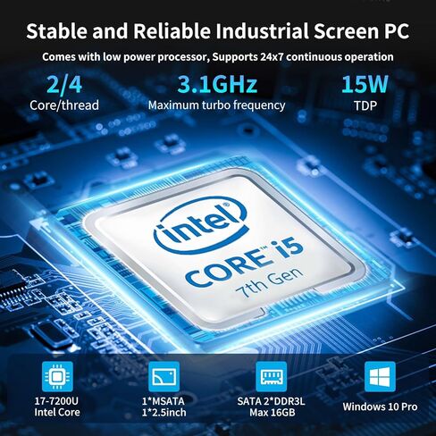 Fanless Mini PC, Intel Core i5-7200U, Windows 11 Pro/Linux, 8GB RAM, 256GB SSD, 6 COM Ports, Dual LAN, 4K HD, VGA, 24/7 Operation Mini Computer in Saudi Arabia