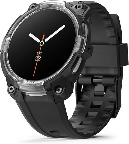حافظة Ringke Rugged Gear لساعة Samsung Galaxy Watch 8 مع حزام (44 مم)، غطاء واقٍ مرن خالٍ من التلطخ مع حزام - أسود بالكامل in Saudi Arabia