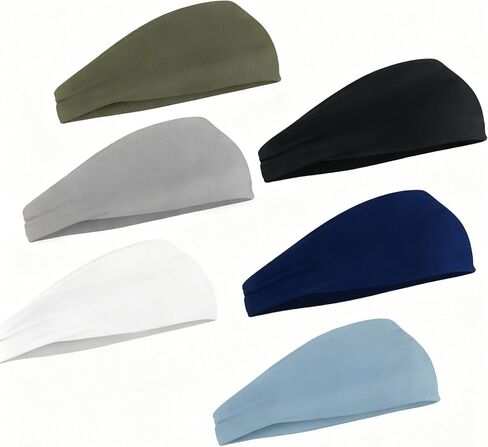 Sport Headbands for Men 6 Pack, Summer-Exclusive Lightweight Elastic Soft Fabric Non-Slip Men Hair Bands Hair Warp Running Cycling Sports Tennis Basketball Daily Workout in Saudi Arabia