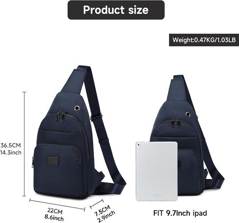 Sling Bag Cross Body Bag Recycled Crossbody Backpack Travel Daypack Dark Blue in Saudi Arabia