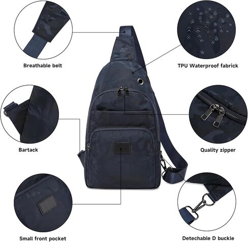 Sling Bag Cross Body Bag Recycled Crossbody Backpack Travel Daypack Dark Blue in Saudi Arabia
