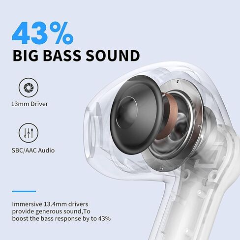 سماعات أذن لاسلكية، سماعات رأس بلوتوث، وسادات هوائية بخاصية إلغاء الضوضاء، وسادات أذن ثلاثية الأبعاد 4، وسائد أذن داخل الأذن مع سماعات أذن رياضية عميقة، وحقيبة شحن USB-C، لأجهزة Android/Samsung/Apple iPhone in Kuwait