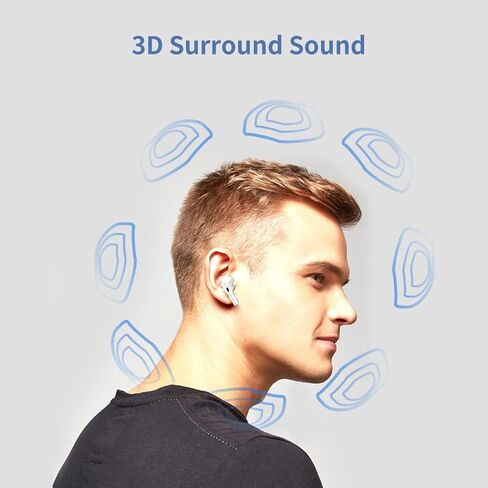 سماعات أذن لاسلكية، سماعات رأس بلوتوث، وسادات هوائية بخاصية إلغاء الضوضاء، وسادات أذن ثلاثية الأبعاد 4، وسائد أذن داخل الأذن مع سماعات أذن رياضية عميقة، وحقيبة شحن USB-C، لأجهزة Android/Samsung/Apple iPhone in Kuwait