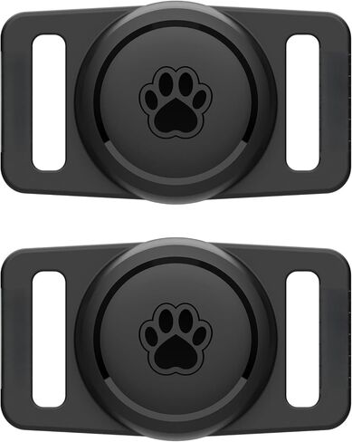 2Pack Case Compatible with AirTag Dog Collar Holder, Waterproof Silicone Case, Black in Saudi Arabia