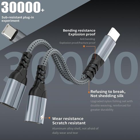 USB C Splitter(2 in 1)Type C Headphone Charger Cable Jack Adapter for Iphone 17 16 15 Pro Max Audio Dongle Dual Charging Aux Cord for Apple Fast Multi Port Car Headset for Ipad Compatible for Samsung in Saudi Arabia