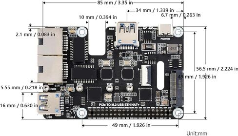 Bewinner PCIe to USB 3.2 Gen1 M.2 NVMe Adapter, .5G Ethernet SSD Expander with Plug and Play, for RasPi 5 and M. 2230 2280 Drives in Saudi Arabia