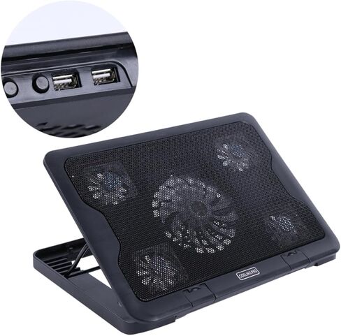 USB Laptop Cooling Pad with 5 Fans Cooler Base, Anti-Skid Multi-Angle Adjustable Cooling Stand for Notebooks and Gaming Laptops in Saudi Arabia