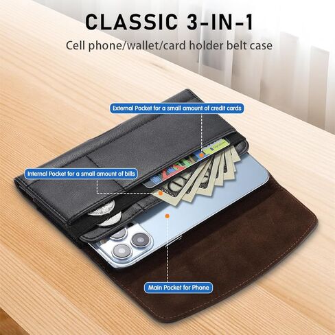 Belt Phone Holder for iPhone 17 17 Pro 16 Pro 16e 15 15Pro 14 13 12 11 Xs 10 X XR,Premium Leather Phones Pouch with Belt Clip Cell Phone Holder in Saudi Arabia