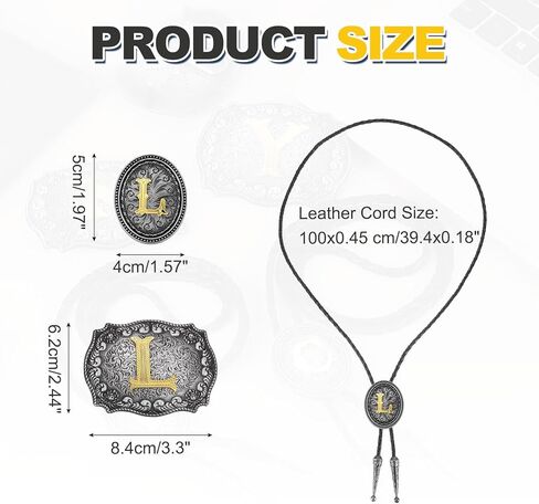 PATIKIL الغربية كاوبوي بولو التعادل وحزام مشبك مجموعة الذهبي جلد البقر حبل ربطة العنق للأزياء التقليدية خمر الملحقات in Kuwait