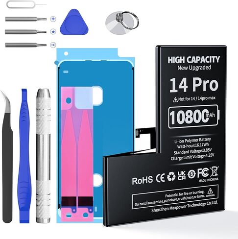 New Internal Battery with Professional Repair Tool Kit Compatible with iPhone 14 Pro 0 Cycle Li-Polymer Replacement Battery Model A2890, A2650, A2889, A2892 in Saudi Arabia