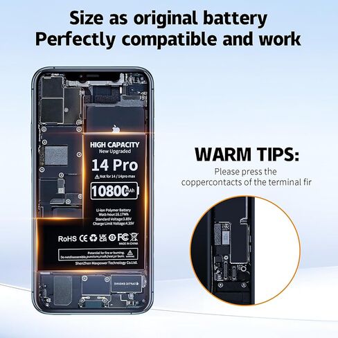 New Internal Battery with Professional Repair Tool Kit Compatible with iPhone 14 Pro 0 Cycle Li-Polymer Replacement Battery Model A2890, A2650, A2889, A2892 in Saudi Arabia