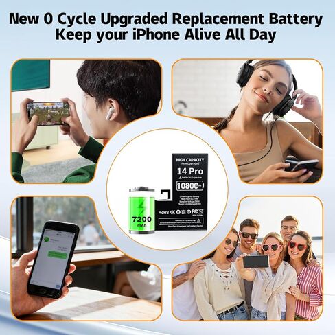 New Internal Battery with Professional Repair Tool Kit Compatible with iPhone 14 Pro 0 Cycle Li-Polymer Replacement Battery Model A2890, A2650, A2889, A2892 in Saudi Arabia
