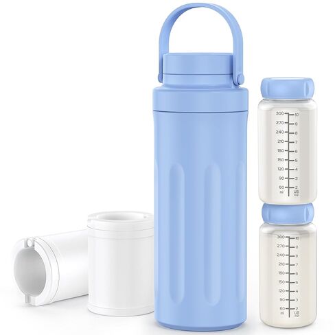 22oz Breast Milk Cooler Bottle for Outdoor, Breastmilk Cooler with 360° Total Cooling for 24 Hours & Leak-Proof Dual-Bottle for Breastfeeding，Larger Capacity Travel Breastmilk Chiller,Blue in Saudi Arabia