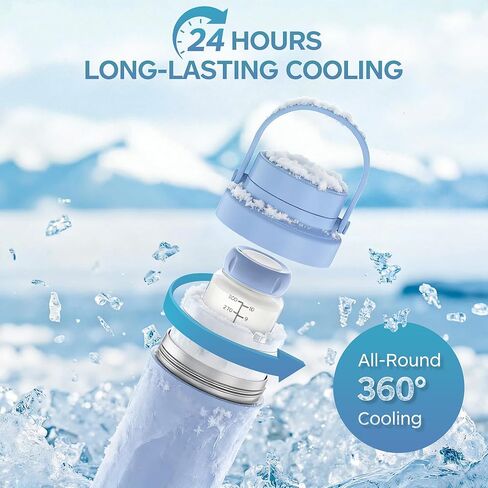 22oz Breast Milk Cooler Bottle for Outdoor, Breastmilk Cooler with 360° Total Cooling for 24 Hours & Leak-Proof Dual-Bottle for Breastfeeding，Larger Capacity Travel Breastmilk Chiller,Blue in Saudi Arabia