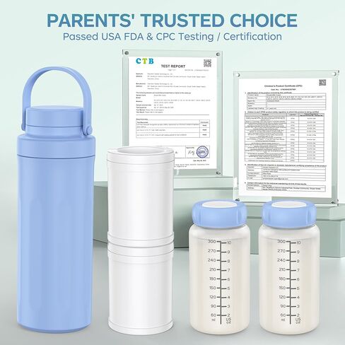 22oz Breast Milk Cooler Bottle for Outdoor, Breastmilk Cooler with 360° Total Cooling for 24 Hours & Leak-Proof Dual-Bottle for Breastfeeding，Larger Capacity Travel Breastmilk Chiller,Blue in Saudi Arabia