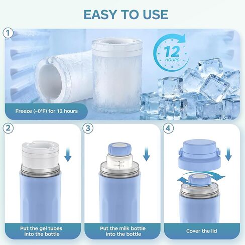 22oz Breast Milk Cooler Bottle for Outdoor, Breastmilk Cooler with 360° Total Cooling for 24 Hours & Leak-Proof Dual-Bottle for Breastfeeding，Larger Capacity Travel Breastmilk Chiller,Blue in Saudi Arabia