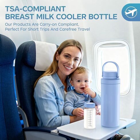 22oz Breast Milk Cooler Bottle for Outdoor, Breastmilk Cooler with 360° Total Cooling for 24 Hours & Leak-Proof Dual-Bottle for Breastfeeding，Larger Capacity Travel Breastmilk Chiller,Blue in Saudi Arabia