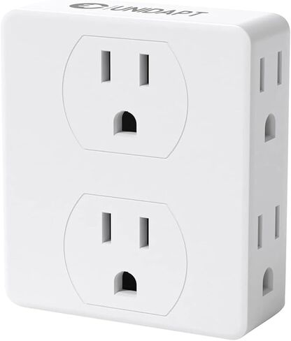 Multi Plug Outlet Splitter, Unidapt Multiple Outlets Extender Adapter with 6 AC Sockets, Side Splitter Box, Wall Power Plug Expander for Home Hotel Office Dorm Essentials, 2-Pack (Black) in Kuwait