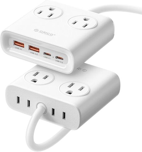 ORICO Power Brick، شريط طاقة 25 وات GaN، سلك تمديد 8 في 1 مع 4 منافذ تيار متردد ومنفذين USB-A ومنفذين USB-C، موسع منفذ بنفسجي مسطح بطول 5 أقدام للمنزل/النوم/السفر-PDC (قطعة واحدة) in Kuwait