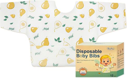 12 Count Disposable Baby Bibs – Individually Packaged, 4 Fun Styles, Soft Waterproof Feeding Bibs with Leak-Proof Lining & Crumb Catcher, for Boys & Girls, Travel, Arts & Crafts, Mealtime in Saudi Arabia