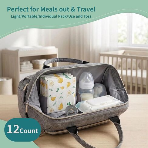 12 Count Disposable Baby Bibs – Individually Packaged, 4 Fun Styles, Soft Waterproof Feeding Bibs with Leak-Proof Lining & Crumb Catcher, for Boys & Girls, Travel, Arts & Crafts, Mealtime in Saudi Arabia
