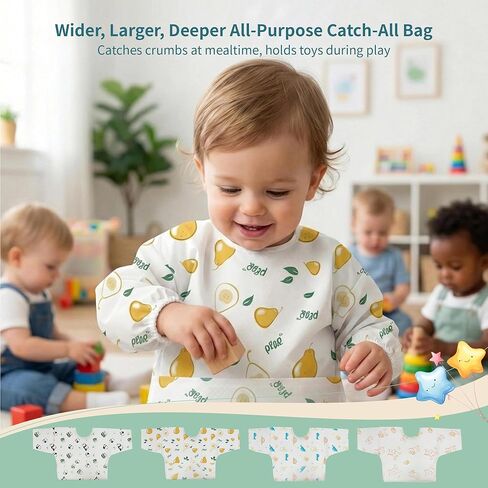 12 Count Disposable Baby Bibs – Individually Packaged, 4 Fun Styles, Soft Waterproof Feeding Bibs with Leak-Proof Lining & Crumb Catcher, for Boys & Girls, Travel, Arts & Crafts, Mealtime in Saudi Arabia