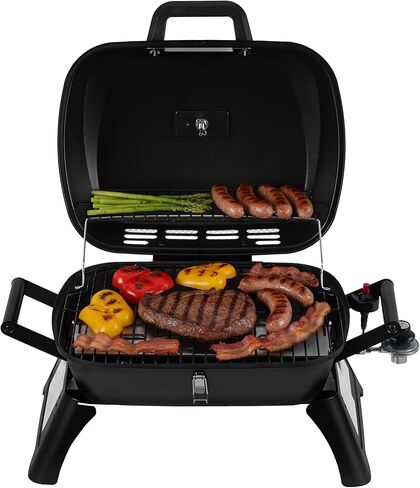 GT2007 Portable Tabletop Gas Grill, 12,000 BTU Output for Outdoor Camping, Foldable Legs, Piezo Ignition, Built-in Thermometer, for Tailgates and Camping Trips, Black in Saudi Arabia