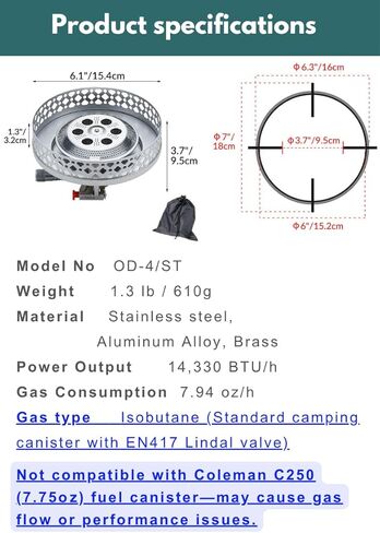 موقد علوي محمول للتخييم من CAMPINGMOON مع حامل وعاء OD-4/OD-4-ST in Kuwait