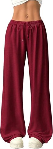 Women's Acid Washed Baggy Sweatpants Drawstring Waist Wide Straight Leg Track Pants in Saudi Arabia