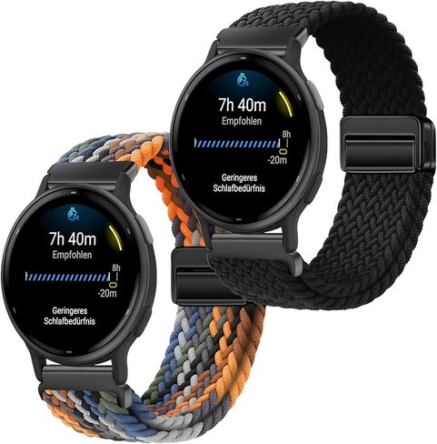 حزام ساعة مضفر مغناطيسي 20 ملم لـ Garmin Vivomove 3/HR/Style/Luxe/Vivoactive 5/3، Garmin Forerunner 55/165/245/645 Music/Venu Sq 2 حزام نايلون بديل رياضي in Kuwait