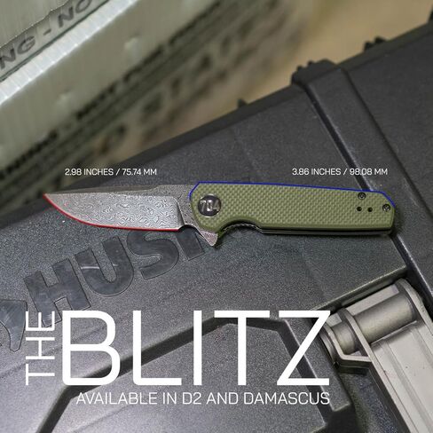 704 سكين جيب قابل للطي Gear Blitz EDC | شفرة مدمجة مقاس 2.98 بوصة، فولاذ D2، مقبض G10، مشبك جيب قابل للعكس | أسود in Kuwait