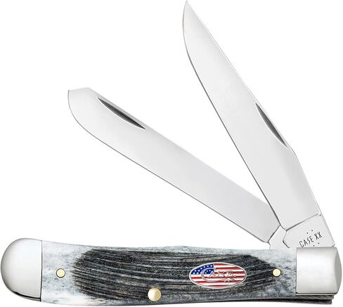 Case XX WR Pocket Knife Trapper Sawcut Gray Bone Stars & Stripes رقم الصنف 53060 (6254 SS) الطول الإغلاق: 4 1/8 بوصة in Kuwait