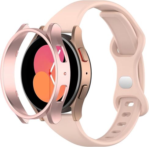 Compatible with Samsung Galaxy Watch 6 40mm 44mm Watch Band,Thin Silicone Sport Band Waterproof Soft Adjustable Strap Wristband, PC Protective Case Bumper in Saudi Arabia