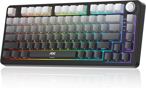 AOC GK330 Gaming Keyboard, Hot Swappable Wireless Mechanical Keyboard Support BT/2.4GHz/USB-C, RGB Backlit, Anti-ghosting, 75% Gasket Custom Keyboard with Five-Layer Padding & Knob for PC Gamer in Kuwait