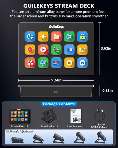 Stream Deck with 15 Macro Keys, Stream Controller Macro Keyboard USB Soundboard with Trigger Actions in OBS/Twitch/YouTube/Streamlabs/Discord/Zoom, Studio Controller with Mac/PC in Kuwait